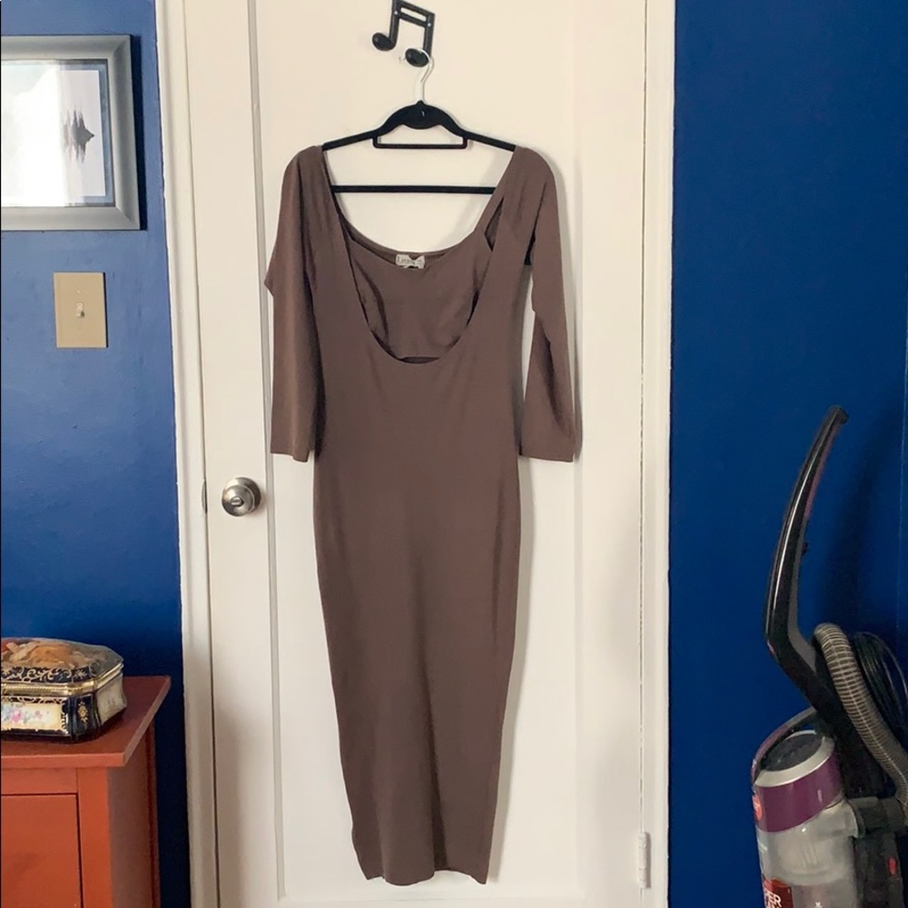 Gray brown midi dress
